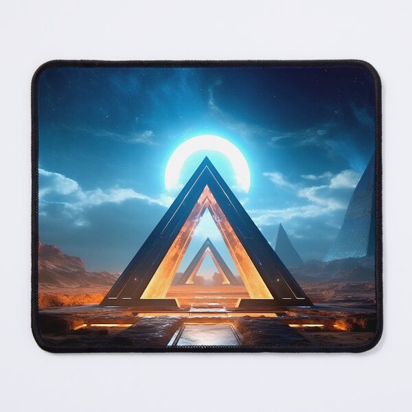 Item preview, Bioluminicent neom glowing stargate in front of a pyramid, cinematic designed and sold by Gabi.Media.