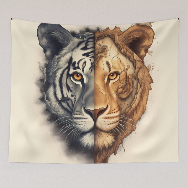 Item preview, Half Tiger, Half Lion Face designed and sold by SingularityGeek.