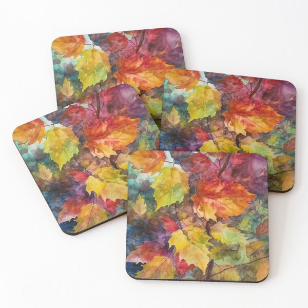 Item preview, Colorful Autumn leaves watercolor designed and sold by Red Witch Art.