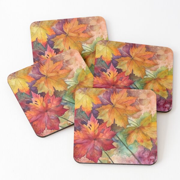Item preview, Colorful Autumn leaves watercolor 1 designed and sold by Red Witch Art.