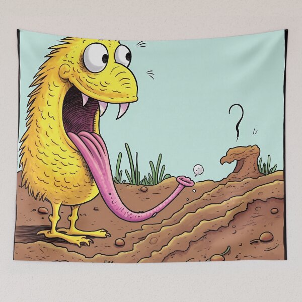 Item preview, Hungry Yellow Alien with Fangs and a Fly's Tongue designed and sold by SingularityGeek.