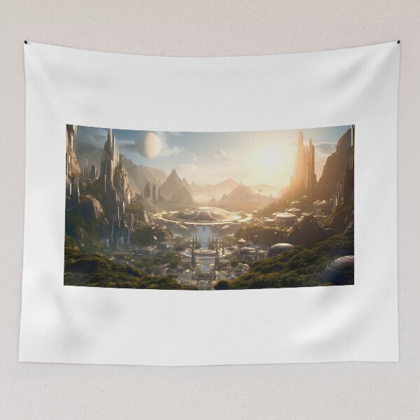 Item preview, Ethereal Futuristic City Sci Fi Landscape Art designed and sold by PeteRascal.