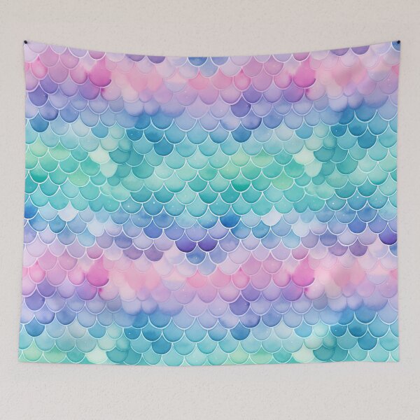 Item preview, Watercolour Mermaid Scales Seamless Pattern designed and sold by PatternStudios.
