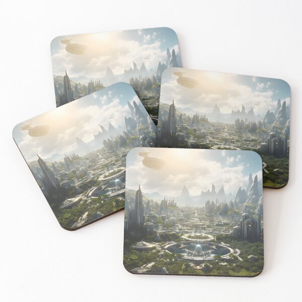 Item preview, Ethereal Futuristic City Sci Fi Landscape Art designed and sold by PeteRascal.