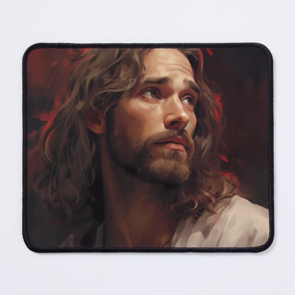 Item preview, Jesus Christ at 25 Years Old with Beautiful Locks, Looking at God the Father to His Left designed and sold by SingularityGeek.