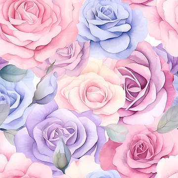 Artwork thumbnail, Watercolour Pastel Roses Seamless Pattern by PatternStudios