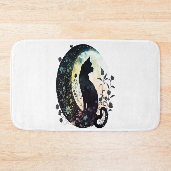 Item preview, Black Cat On Flowered Moon  designed and sold by BetOova.