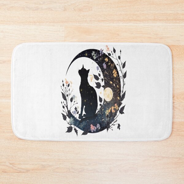 Item preview, Black Cat On Magical Flowered Moon  designed and sold by BetOova.