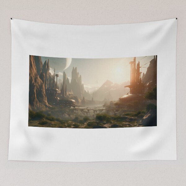 Item preview, Ethereal Futuristic City Sci Fi Landscape Art designed and sold by PeteRascal.