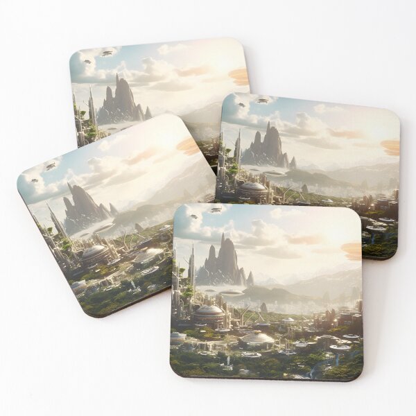 Item preview, Ethereal Futuristic City Sci Fi Landscape Art designed and sold by PeteRascal.