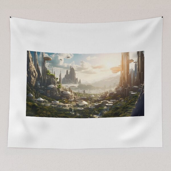 Item preview, Ethereal Futuristic City Sci Fi Landscape Art designed and sold by PeteRascal.
