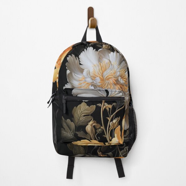 Item preview, Golden and white flowers on black designed and sold by MargaretWiktor.