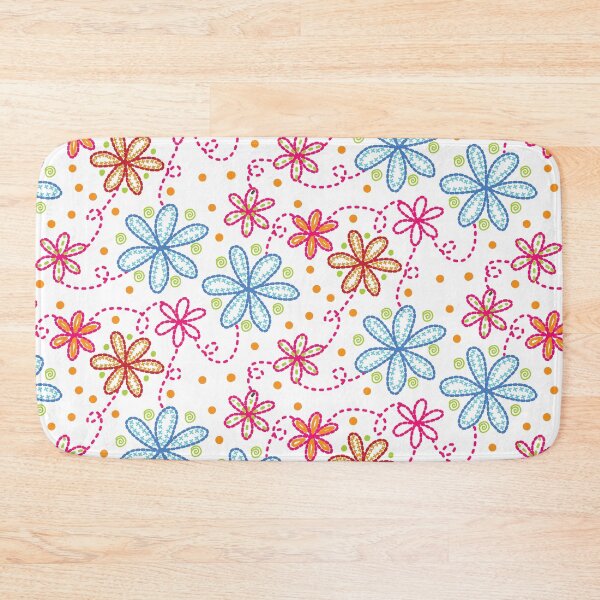 Item preview, Faux Embroidery Floral in Blue, Pink, Green and Orange designed and sold by Aureusglow.