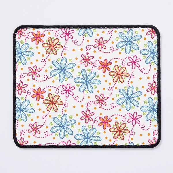 Item preview, Faux Embroidery Floral in Blue, Pink, Green and Orange designed and sold by Aureusglow.