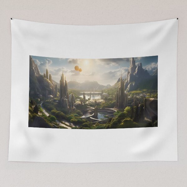 Item preview, Ethereal Futuristic City Sci Fi Landscape Art designed and sold by PeteRascal.