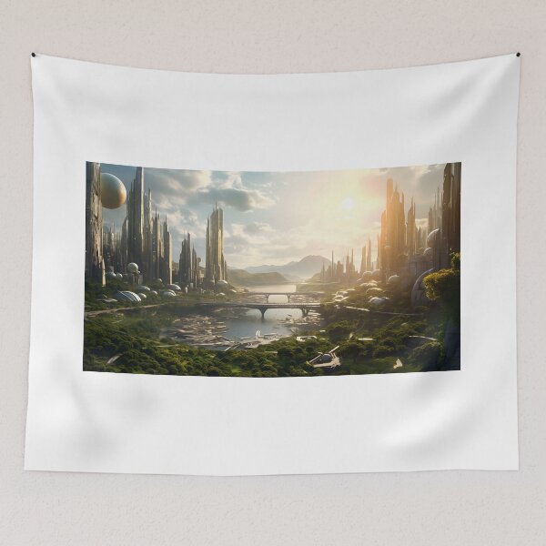 Item preview, Arte paisajístico de ciencia ficción de ciudad futurista etérea designed and sold by PeteRascal.