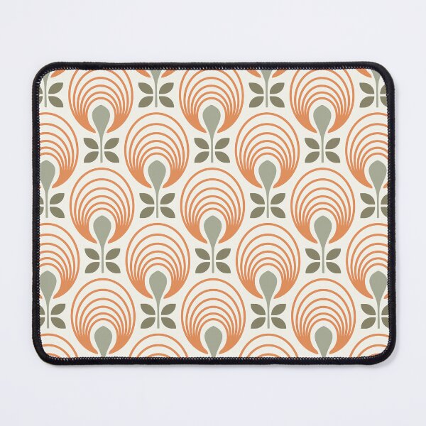 Item preview, KF 0062 H - Retro Vintage Flower Minimalist 70s Modern Geometric Floral Pattern in Orange and Olive designed and sold by KhakiFinch.