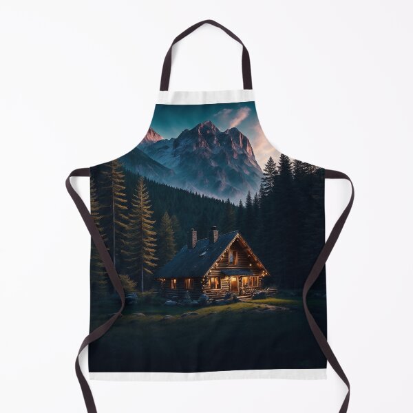 Item preview, A Cozy Cabin Nestled in a Forested Mountain Landscape, Ai Generated Art designed and sold by AiGens.