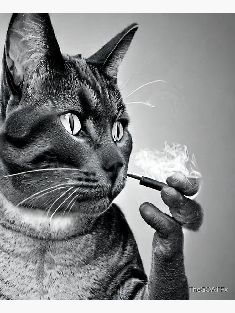 Carte de vœux for Sale avec l'œuvre « autocollant drôle de chat qui fume »  de l'artiste sersidom