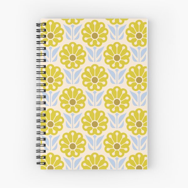 Item preview, KF 0063 F - Retro Vintage Daisy Flower Minimalist 70s Modern Geometric Floral Pattern in Yellow and Blue designed and sold by KhakiFinch.