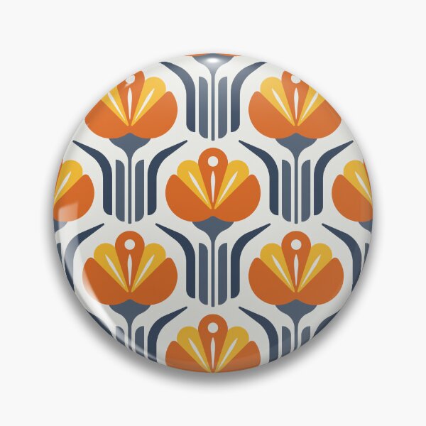 Item preview, KF 0064 A - Retro Vintage Flower Minimalist 70s Modern Geometric Floral Pattern designed and sold by KhakiFinch.