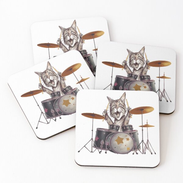 Item preview, Funny Cat Playing The Drums designed and sold by DonnaPeaches.