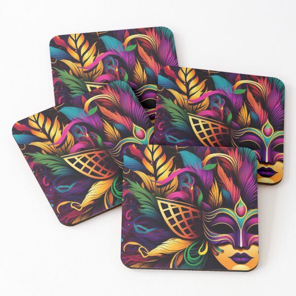 Item preview, Vibrant Delights: Colorful Venetian Mask Pattern designed and sold by Visual Foundry.