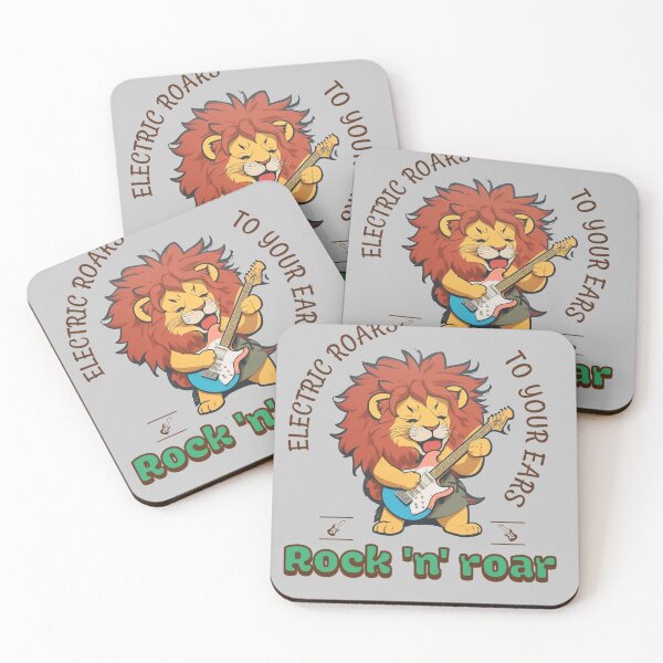 Item preview, Rock n Roar, wild lion rocking electric guitar designed and sold by The Animal Stuff.