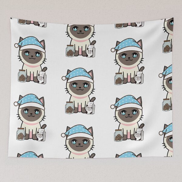 Item preview, Cute siamese cat is having a midnight snack designed and sold by Pet Station.