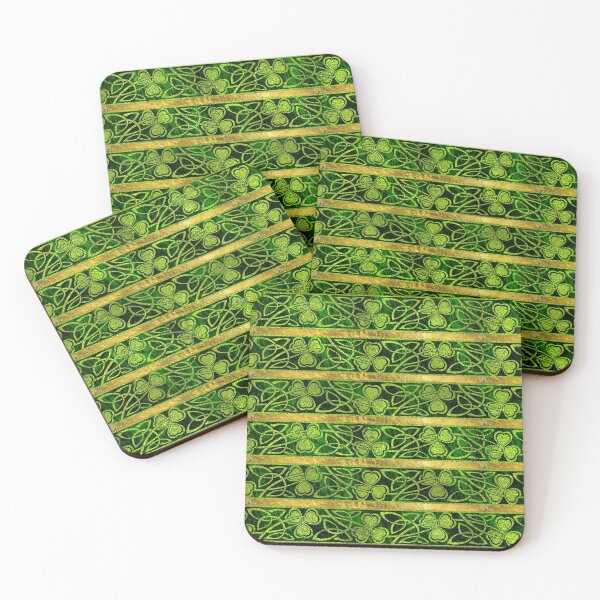 Item preview, Irish Shamrock -Clover Gold and Green pattern designed and sold by k9printart.