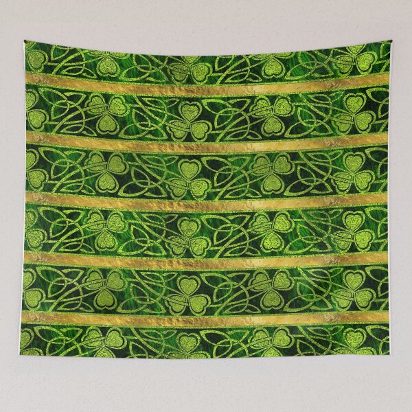 Item preview, Irish Shamrock -Clover Gold and Green pattern designed and sold by k9printart.