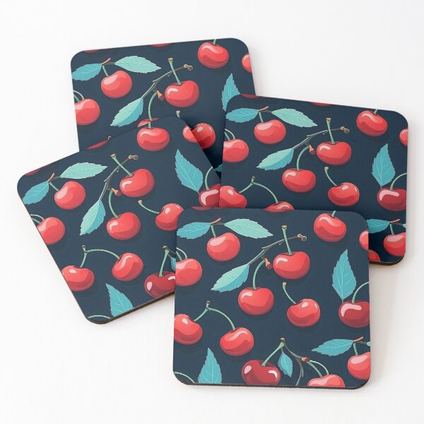 Item preview, Cherries in Blue Background Pattern designed and sold by raviolli000.