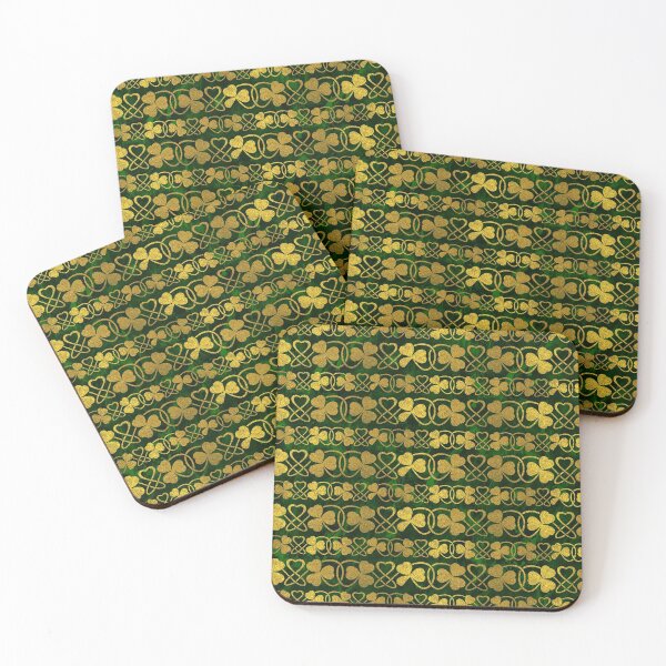 Item preview, Irish Shamrock -Clover Gold and Green pattern designed and sold by k9printart.