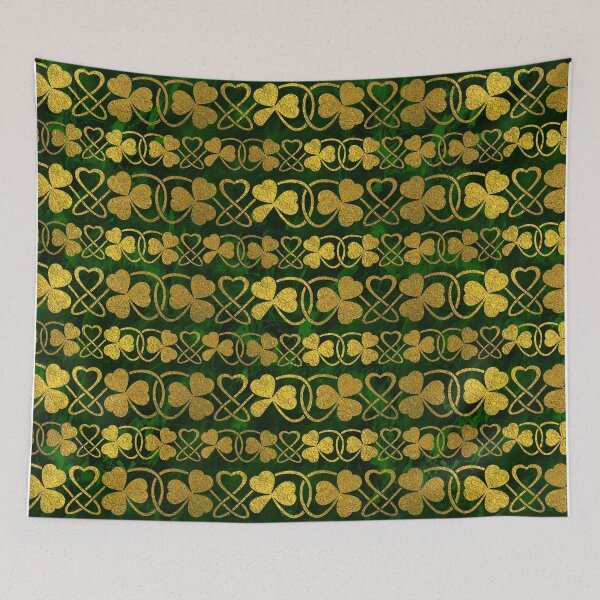 Item preview, Irish Shamrock -Clover Gold and Green pattern designed and sold by k9printart.