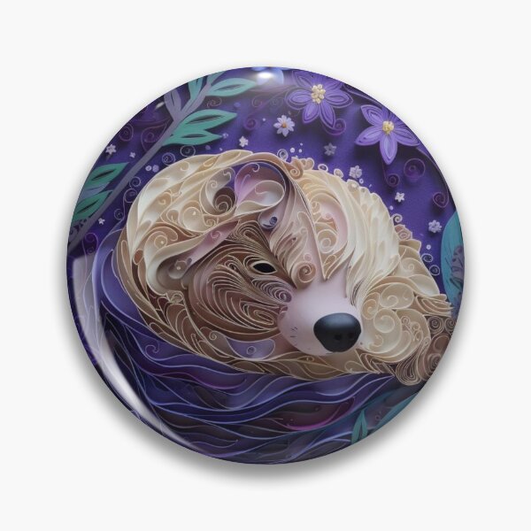 Item preview, Cute dog in a nest of flowers and leaves on a purple background designed and sold by aiphotosart.