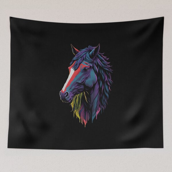 Item preview, Graffiti style portrait of a colourful horse head designed and sold by ZanyPaintbrush.