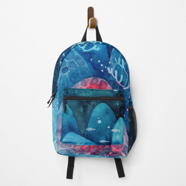 Item preview, Watercolor cartoon underwater landscape with sand dunes and coral bushes designed and sold by MaryWatercolor.