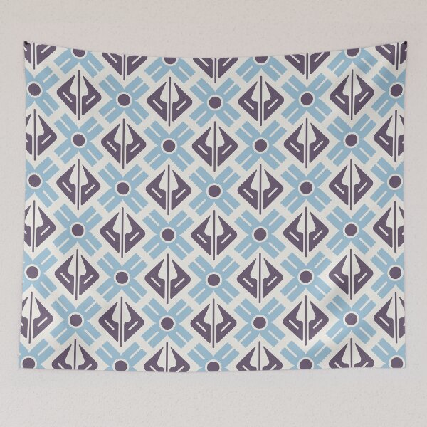 Item preview, KF 0065 F - Retro Vintage Daisy Flower Minimalist 70s Modern Geometric Floral Pattern in Purple and Blue designed and sold by KhakiFinch.