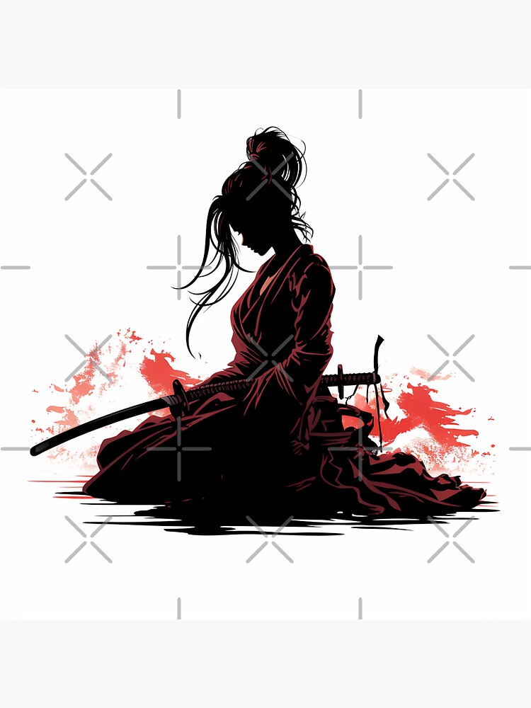 Thumbnail 3 of 3, Sticker, samurai girl designed and sold by A3JArtworks.