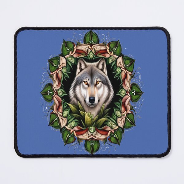 Item preview, A Timber Wolf Surrounded By Ladys Slipper Minnesota State Tattoo Art designed and sold by taiche.