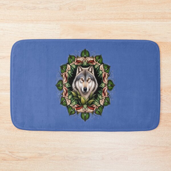 Item preview, A Timber Wolf Surrounded By Ladys Slipper Minnesota State Tattoo Art designed and sold by taiche.