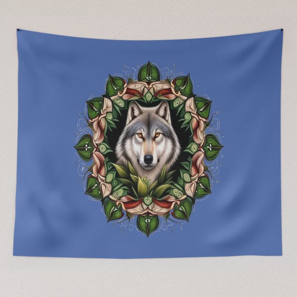 Item preview, A Timber Wolf Surrounded By Ladys Slipper Minnesota State Tattoo Art designed and sold by taiche.