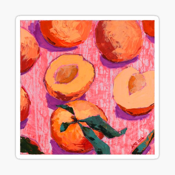 Peaches on Pink Background Sticker