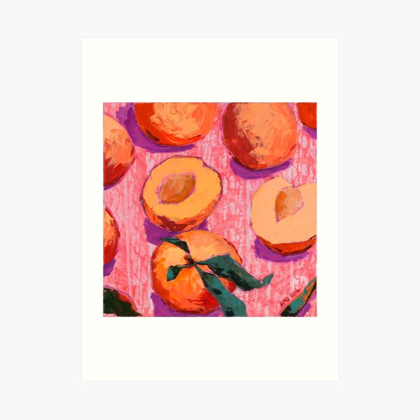 Peaches on Pink Background Art Print