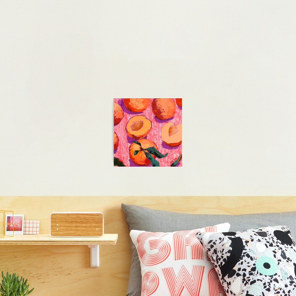 Peaches on Pink Background Photographic Print