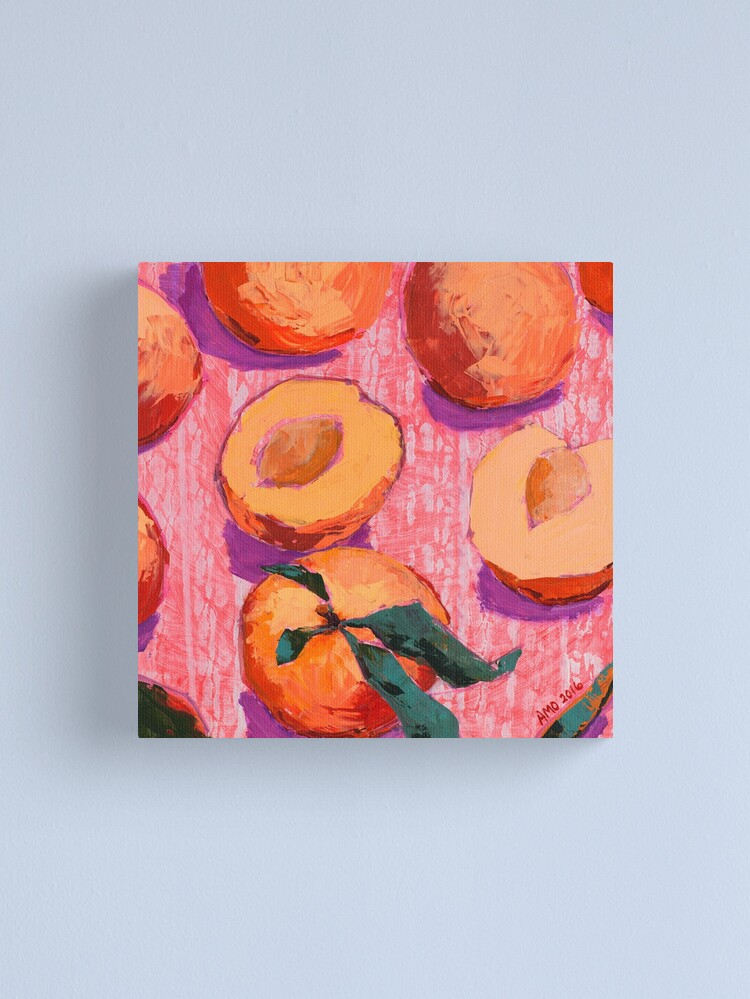 Disover Peaches on Pink Background | Canvas Print