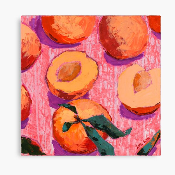 Discover Peaches on Pink Background | Canvas Print