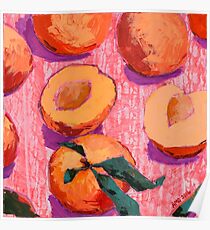 Peaches on Pink Background Poster