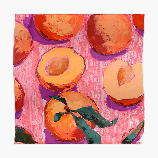Peaches on Pink Background Poster