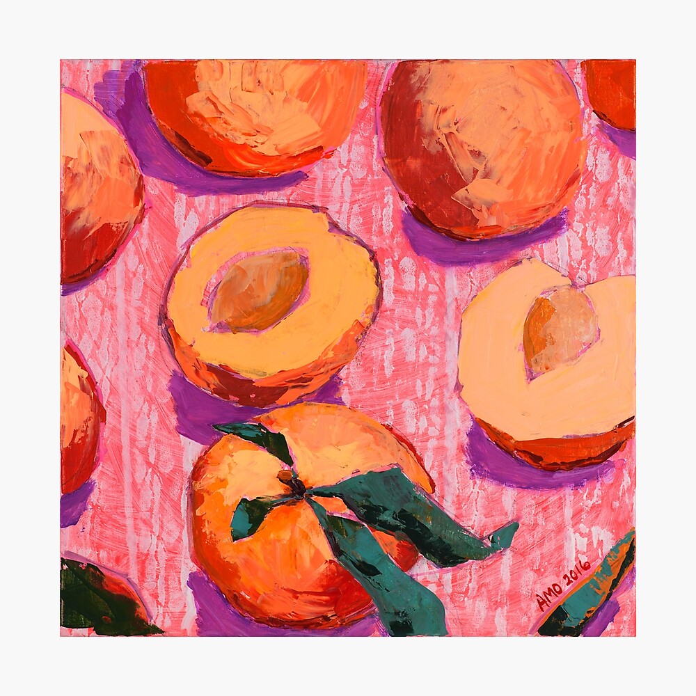 Peaches on Pink Background Photographic Print
